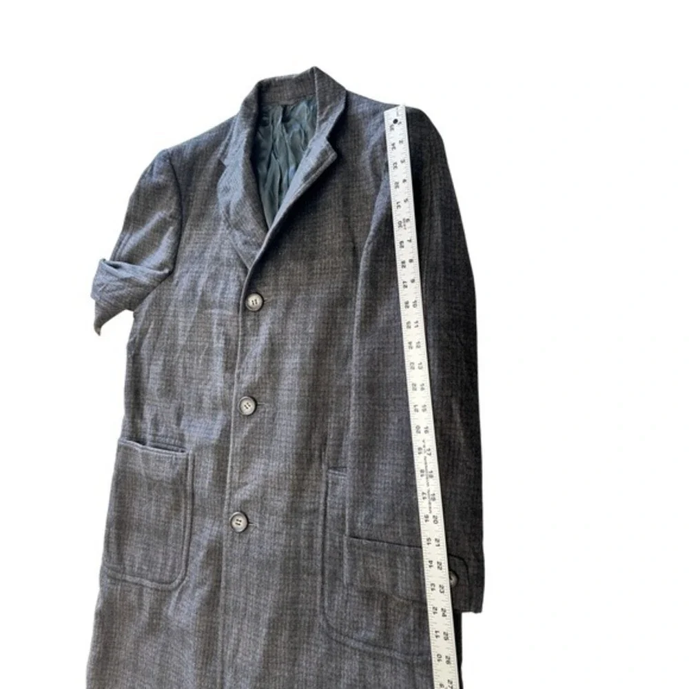 Vintage 60s Robert Hall Grey Wool Overcoat Plaid Mid Century‎ 3 Button Mens L